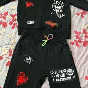 Men Black Graphic Joggers